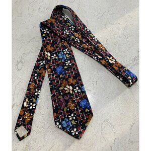 Vintage Mens Necktie Tie Fumagalli's Neiman Marcus Floral Silk made in Spain